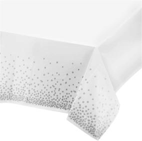 img 1 attached to 🎉 Premium Silver Dot Confetti Plastic Tablecloths - 4 Pack - Disposable, Rectangular Table Covers for Parties, Thanksgiving, Christmas, Wedding, Anniversary - 54" x 108