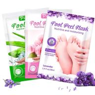 👣 exfoliating foot mask 3 pack - repair rough heels, callus & dry dead skin - get baby soft, smooth touch feet - lavender rose aloe - for men and women logo