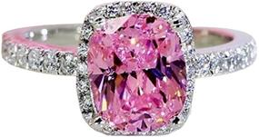 img 1 attached to QIAOYING Ring 18k White Gold Gp: Elegant Pink Austria Crystal for Lady Bridal Wedding Engagement