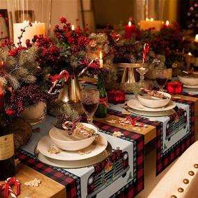 img 2 attached to Christmas Runner Black Check Cotton Linen Winter Tablerunner Food Service Equipment & Supplies and Tabletop & Serveware
