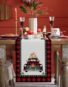 img 3 attached to Christmas Runner Black Check Cotton Linen Winter Tablerunner Food Service Equipment & Supplies and Tabletop & Serveware