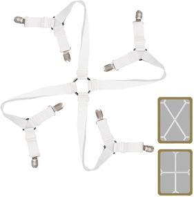 img 4 attached to 🛏️ Quanzhou Chenchenchen E-Commerce Co.,Ltd Sheet Straps: Adjustable Elastic Fastener for Bed Sheets with Harmless Buckle Clips (4 in 1 Belt, 8 Clips) - White 2pcs