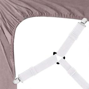 img 3 attached to 🛏️ Quanzhou Chenchenchen E-Commerce Co.,Ltd Sheet Straps: Adjustable Elastic Fastener for Bed Sheets with Harmless Buckle Clips (4 in 1 Belt, 8 Clips) - White 2pcs