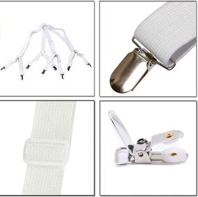 img 1 attached to 🛏️ Quanzhou Chenchenchen E-Commerce Co.,Ltd Sheet Straps: Adjustable Elastic Fastener for Bed Sheets with Harmless Buckle Clips (4 in 1 Belt, 8 Clips) - White 2pcs