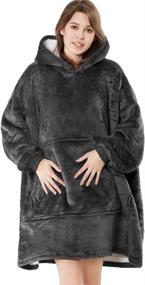 img 3 attached to Warm and Cozy Blanket Hoodie with Sleeves and Giant Pocket - Perfect for Women and Men in Black