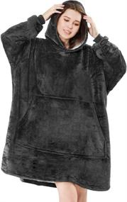 img 2 attached to Warm and Cozy Blanket Hoodie with Sleeves and Giant Pocket - Perfect for Women and Men in Black