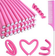 💇 set of 30pcs 9.45-inch flexible curling rods hair twist flexi rods hair curlers + twist foam hair rollers set, no heat hair rods rollers curlers for short and long hair + steel pintail comb rat tail comb logo