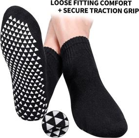 img 1 attached to 3 Pairs of Super Wide Socks with Non-Skid Grips for Lymphedema, Swollen Feet, Heels, Swelling, Edema, Arch, Arthritis, Plantar Fasciitis, Post Partum Foot - Black, Sizes 7-11