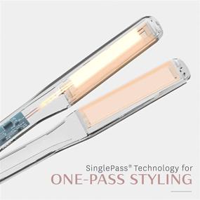 img 1 attached to 💇 Professional T3 Singlepass Styling Iron: Wide Hair Straightener with Custom Blend Ceramic + Ionic Technology for Long, Thick, or Coarse Hair - White/Rose Gold, 1.5