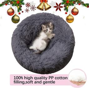 img 3 attached to 🐱 Premium Self-Warming Cat Beds - Perfect for Indoor Cats, 20 and 24 in. Diameter, Up to 10 and 25 lbs. - Fluffy Round Donut Design - Comfortable and Calming - Washable Plush Puppy Bed - For Small to Medium Dogs and Cats