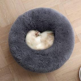 img 4 attached to 🐱 Premium Self-Warming Cat Beds - Perfect for Indoor Cats, 20 and 24 in. Diameter, Up to 10 and 25 lbs. - Fluffy Round Donut Design - Comfortable and Calming - Washable Plush Puppy Bed - For Small to Medium Dogs and Cats