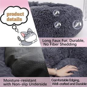 img 1 attached to 🐱 Premium Self-Warming Cat Beds - Perfect for Indoor Cats, 20 and 24 in. Diameter, Up to 10 and 25 lbs. - Fluffy Round Donut Design - Comfortable and Calming - Washable Plush Puppy Bed - For Small to Medium Dogs and Cats