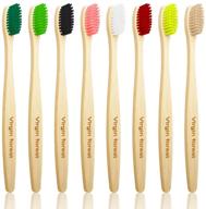 🌿 bamboo toothbrush - biodegradable & eco friendly natural wooden toothbrushes - vegan organic bamboo charcoal brush for sensitive gums - set of 8 colorful medium bristles logo