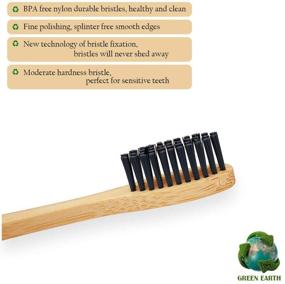 img 1 attached to 🌿 Bamboo Toothbrush - Biodegradable & Eco Friendly Natural Wooden Toothbrushes - Vegan Organic Bamboo Charcoal Brush for Sensitive Gums - Set of 8 Colorful Medium Bristles