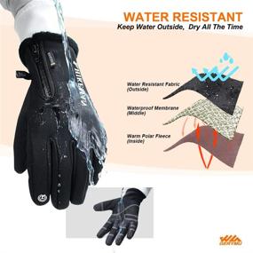 img 2 attached to 🧤 Waterproof Winter Touch Screen Gloves for Men and Women - Stay Warm and Connected with 6 Touchscreen Fingers, Ideal for Running, Cycling, and Driving in Cold Weather