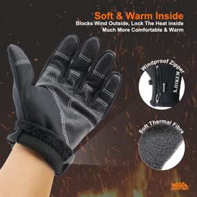 img 3 attached to 🧤 Waterproof Winter Touch Screen Gloves for Men and Women - Stay Warm and Connected with 6 Touchscreen Fingers, Ideal for Running, Cycling, and Driving in Cold Weather