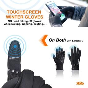 img 1 attached to 🧤 Waterproof Winter Touch Screen Gloves for Men and Women - Stay Warm and Connected with 6 Touchscreen Fingers, Ideal for Running, Cycling, and Driving in Cold Weather