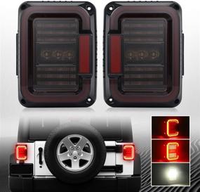 img 4 attached to 🚙 2007-2017 Jeep Wrangler JK&JKU Одобренные LED-фонари задние с димным стеклом, 20W обратные огни и встроенный EMC для тормозов, обратных огней, дневных ходовых огней