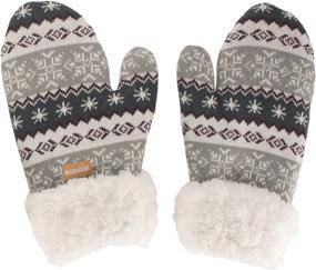 img 2 attached to Warmth and Style: BambooMN Women's Classic Winter Fleeced Thermal Pom Pom Beanie Hat and Mittens Set