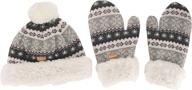 warmth and style: bamboomn women's classic winter fleeced thermal pom pom beanie hat and mittens set logo