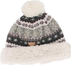 img 3 attached to Warmth and Style: BambooMN Women's Classic Winter Fleeced Thermal Pom Pom Beanie Hat and Mittens Set