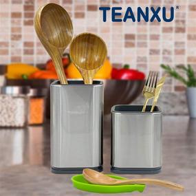 img 2 attached to 🍴 Modern Square Design Stainless Steel Kitchen Utensil Holder and Organizer