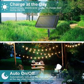 img 1 attached to 🌞 48Ft Outdoor Solar String Lights with 16 Shatterproof Bulbs - USB Rechargeable Patio Lights, 4 Lighting Modes, Heavy Duty Waterproof LED String Lights