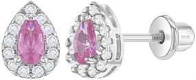 img 4 attached to 925 Sterling Silver Clear &amp; Pink Cubic Zirconia Teardrop Screw Back Earrings for Young Girls and Pre Teens - Raindrop Earrings