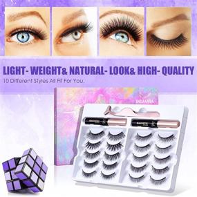 img 3 attached to 👁️ DEJAVIA Magnetic Lashes: 10 Pairs of Premium Natural-Looking Eyelashes with Eyeliner Kit, Applicator, and Tweezers - No Glue Required!