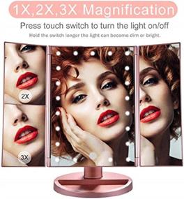 img 2 attached to 22-LED Makeup Vanity Mirror with Touch Screen, 2X/3X Magnification, 180° Adjustable Rotation, Dual Power Supply - Portable Trifold Lighted Mirror
