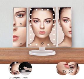 img 3 attached to 22-LED Makeup Vanity Mirror with Touch Screen, 2X/3X Magnification, 180° Adjustable Rotation, Dual Power Supply - Portable Trifold Lighted Mirror