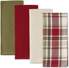 img 3 attached to 🍁 DII Fall Basics Collection: Homespun Plaid 4-Piece Tabletop Dishtowel Set - 100% Cotton, Machine Washable