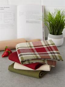 img 1 attached to 🍁 DII Fall Basics Collection: Homespun Plaid 4-Piece Tabletop Dishtowel Set - 100% Cotton, Machine Washable