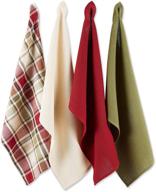 🍁 dii fall basics collection: homespun plaid 4-piece tabletop dishtowel set - 100% cotton, machine washable logo