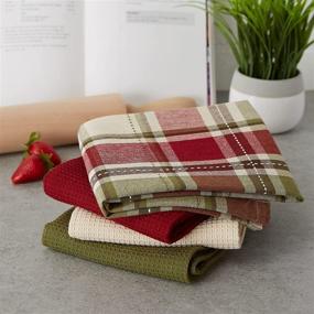 img 2 attached to 🍁 DII Fall Basics Collection: Homespun Plaid 4-Piece Tabletop Dishtowel Set - 100% Cotton, Machine Washable