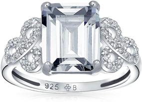 img 4 attached to 💍 Elegant Celtic Love Knot Emerald Cut Engagement Ring in 925 Sterling Silver Cubic Zirconia