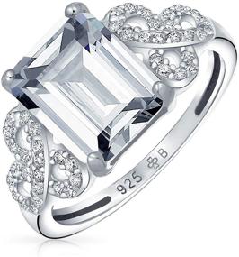 img 3 attached to 💍 Elegant Celtic Love Knot Emerald Cut Engagement Ring in 925 Sterling Silver Cubic Zirconia