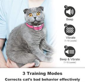 img 3 attached to 🐱 Paipaitek Cat Training Collar with Remote - No Shock, Humane Meow Collar with Beep and Vibration Modes, Reflective Collar for Kittens