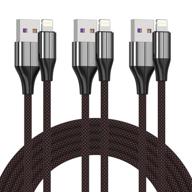 🔌 mfi certified short iphone charger - 3 pack 1ft lightning cable & data sync fast cord for iphone xs max/xr/x/8/8 plus/7/7 plus/6/6s plus/5s/5, ipad (black) logo