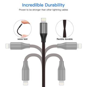 img 3 attached to 🔌 MFi Certified Short iPhone Charger - 3 Pack 1ft Lightning Cable & Data Sync Fast Cord for iPhone Xs max/XR/X/8/8 Plus/7/7 Plus/6/6s Plus/5s/5, iPad (Black)