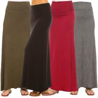 isaac liev women's 4-pack trendy rayon span fold over maxi skirt - made in the usa: stylish and quality logo