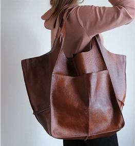 img 3 attached to Stylish Leather Shoulder Handbags: Women's Casual Totes, Wallets & Portables