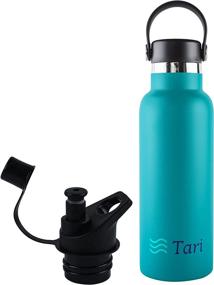 img 4 attached to TARI 18.5 Ounce Insulated Stainless Water Bottle with Carry Cap and Sports Cap