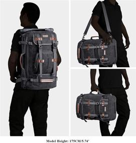 img 2 attached to 🎒 WITZMAN Vintage Canvas Travel Backpack | Large Laptop Bag | Convertible Shoulder Rucksack (A519-1 Black)