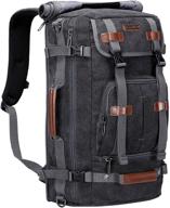🎒 witzman vintage canvas travel backpack | large laptop bag | convertible shoulder rucksack (a519-1 black) logo