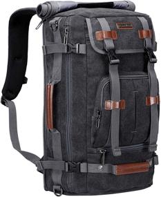 img 4 attached to 🎒 WITZMAN Vintage Canvas Travel Backpack | Large Laptop Bag | Convertible Shoulder Rucksack (A519-1 Black)