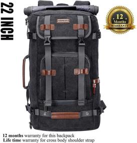 img 3 attached to 🎒 WITZMAN Vintage Canvas Travel Backpack | Large Laptop Bag | Convertible Shoulder Rucksack (A519-1 Black)