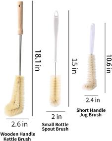 img 3 attached to 🧼 Effective Bottle Brush Cleaner Set: Long Handle Natural Pig Bristle for Various Kitchen and Drinkware Cleaning - Water Bottles, Wine Decanters, Cups, Teapots, Baby Bottles, and More!