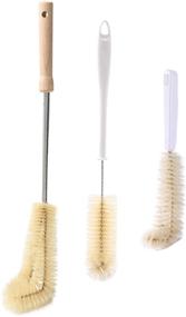 img 4 attached to 🧼 Effective Bottle Brush Cleaner Set: Long Handle Natural Pig Bristle for Various Kitchen and Drinkware Cleaning - Water Bottles, Wine Decanters, Cups, Teapots, Baby Bottles, and More!