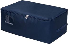 img 4 attached to 🔵 Dokehom Large Under Bed Storage Bag - Ultra Thick Fabric Clothes Organizer, Moisture-Proof (Dark Blue, Size L)